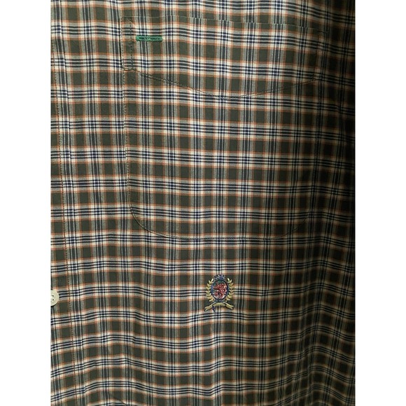 Tommy Hilfiger Men's M Green Orange Plaid Button-Down Cotton Long Sleeve Shirt - Picture 5 of 8